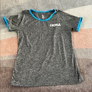 Hoka x Rabbit Grey Tee with Sky Blue Trim